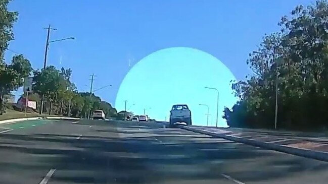 The vehicle driven by Logan Dreier mounts a median strip while being pursued by police.