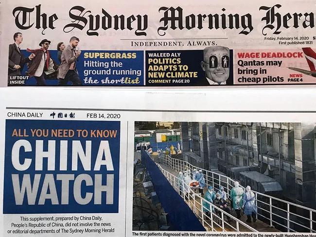 Nine political editor Chris Uhlmann was critical of The Sydney Morning Herald's decision to run a China Daily insert. Picture: Kym Smith/Twitter