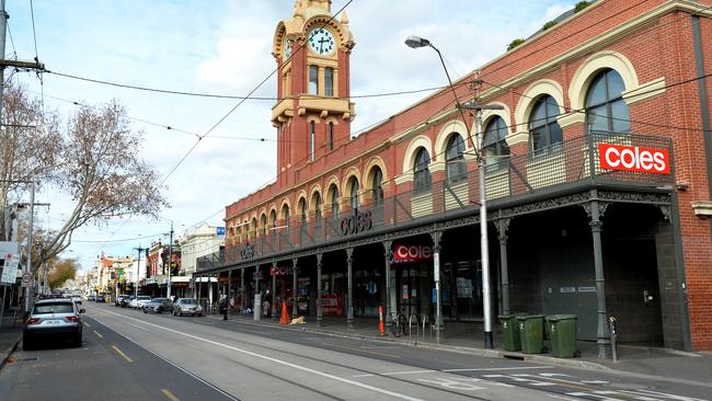 An almost deserted Swan Street in Melbourne’s Richmond on Monday. Picture: Andrew Henshaw