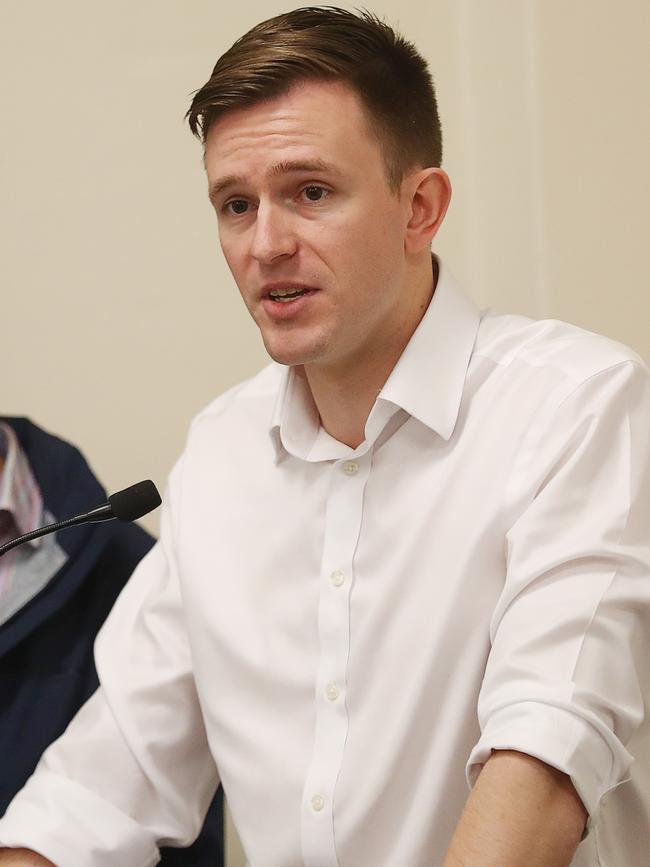 Geelong Mayor Trent Sullivan. Library speaking to a community group at Geelong West Town Hall. Picture: Alan Barber