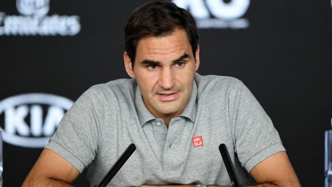 Roger Federer at his post-match press conference after losing to Noivak Djokovic. Picture: Getty Images