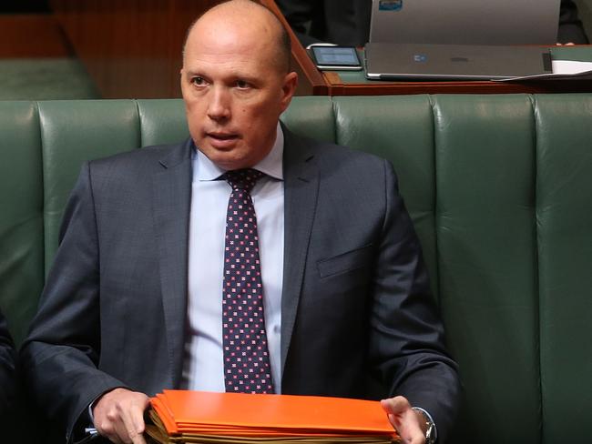 Immigration Minister Peter Dutton in Question Time in the House of Representatives Chamber, at Parliament House in Canberra. Picture by Kym Smith