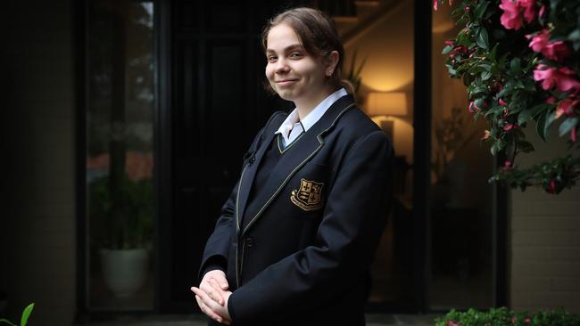 Sofia Shamanska who is a Ukranian refugee staying with a family in Turramurra. Sofia arrived in Australia from Kyiv just last weekend, and is getting ready for her first day of school in Australia. Abbotsleigh has offered her a free place at the school. Picture: John Feder