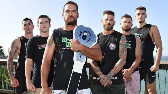 Getting ready for Coastal Combat 7 this weekend are Jake 'Face Off' Pitfield, Jayden Walsh, Brad 'The Viper' Cowie, Scotty 'The Sting' Nicholson, Brandon 'Weapon X' Walsh, and Dan 'The Danger" Staveley. Photo Patrick Woods / Sunshine Coast Daily.