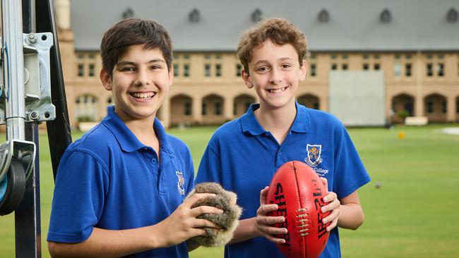 St Peter’s College students Oscar Kleinig, 13, and Hugh Harper, 13. Picture: Matt Loxton