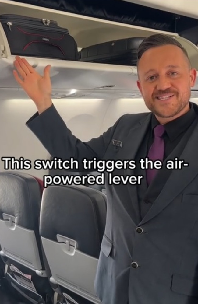 It's called a gas spring assist switch. Picture: TikTok/virginaustralia