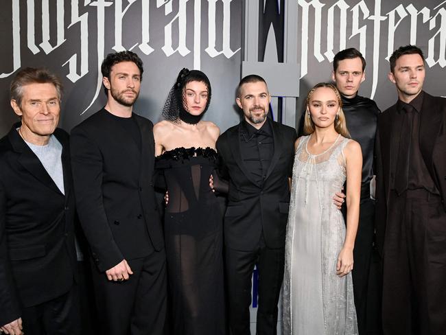 Nicholas Hoult, far right, with his Nosferatu co-stars including Lily-Rose Depp. Picture: Getty Images