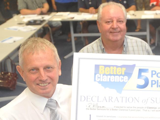 General secretary of United Services Union Graeme Kelly and chair of the Northern Rivers Unionist network John Hickson. Picture: Adam Hourigan.