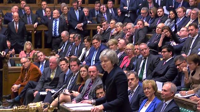 Britain's Prime Minister Theresa May speaks in the House of Commons in London. Picture: AFP