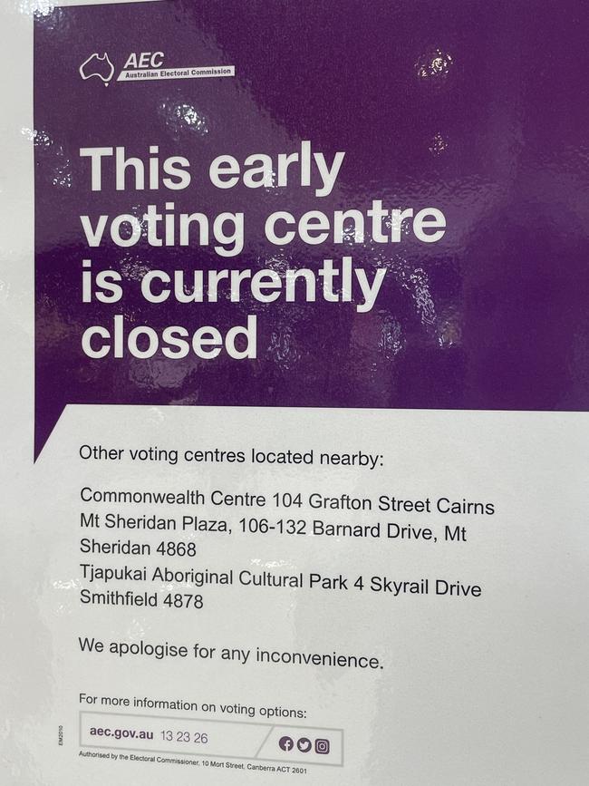 Early voters wanting to cast their referendum votes at the Raintrees Shopping Centre were turned around at the door after the centre was closed do to health concerns.