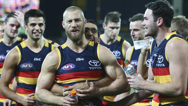 SWAN SONG? Retiring Crow Scott Thompson after his last AFL game against the Western Bulldogs at Adelaide Oval in round 16. Picture: Sarah Reed.