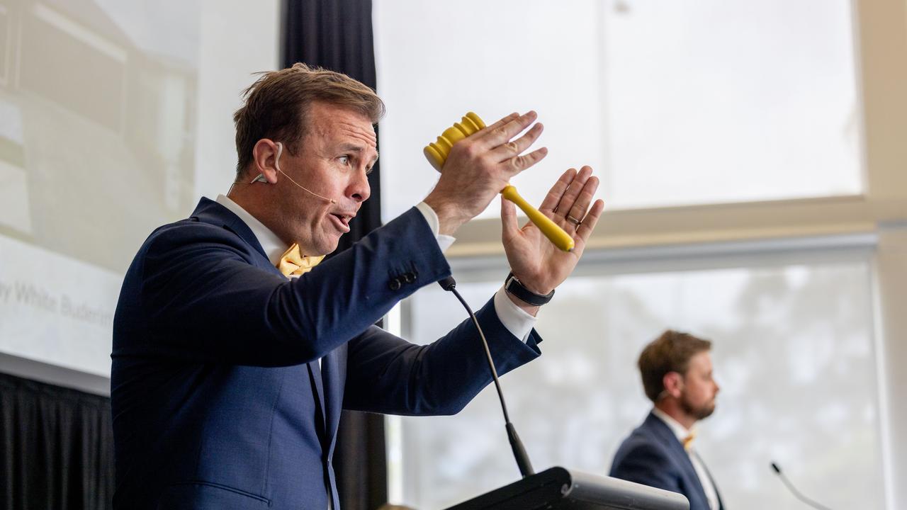 Auctioneer Dan Sowden at the 2023 Ray White Coastal Living Auction 2023. Picture: Supplied