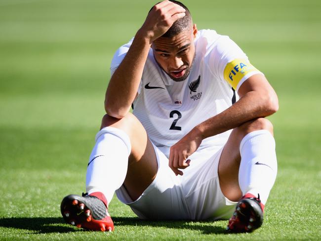 WELLINGTON, NEW ZEALAND - NOVEMBER 11:  Winston Reid of the All Whites reacting during the 2018 FIFA World Cup Qualifier match between the New Zealand All Whites and Peru at Westpac Stadium on November 11, 2017 in Wellington, New Zealand.  (Photo by Kai Schwoerer/Getty Images)