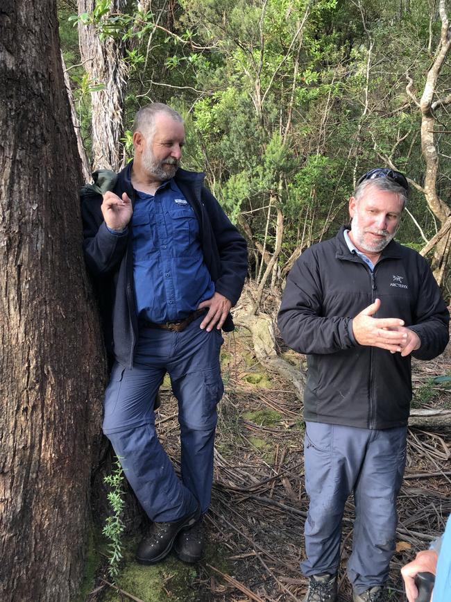 Greg Wells, left, and Peter Marmion are guides on a two-night, three-day wilderness experience run by Par Avion at Port Davey in Tasmania's Southwest National Park. Picture: PHILIP YOUNG