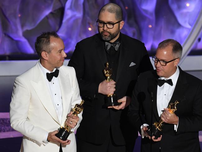 Jonas Rivera, Josh Cooley, and Mark Nielsen won Best Animated Feature for Toy Story 4. Picture: Getty Images