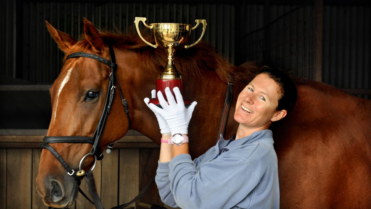 Equestrian Wendy Schaeffer with her horse Koyuna Sun Storm and the Adelaide Cup.