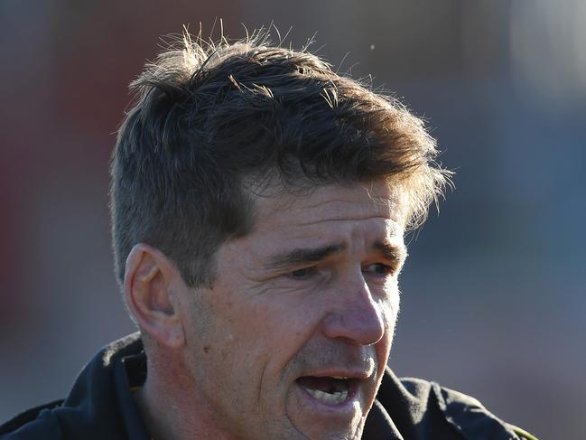 Franksron coach Wayne Capp, talks at three quarter during the Peninsula FL: Frankston YCW v Mornington game in Frankston, Saturday, July 1, 2017. (Picture:Andy Brownbill)