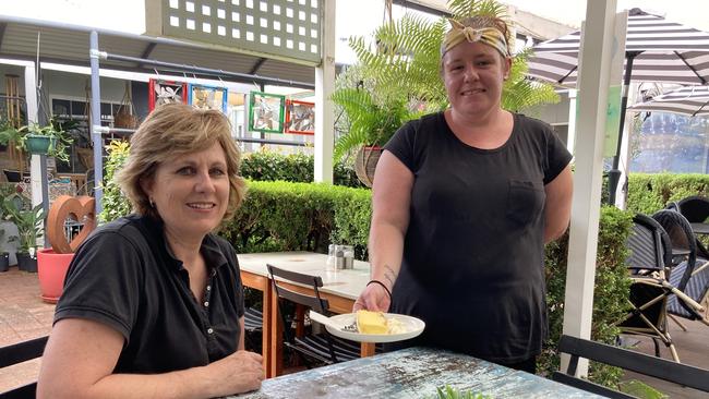 Magnolia Cafe owner Judy Newton and staff member Mel Rolfe. Picture: Ryan Young