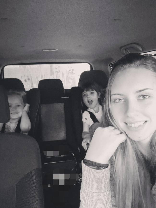 April Hayes pictured with her daughters. All three were in the crash. Picture: supplied