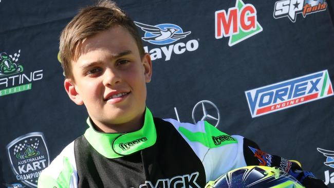 James Wharton at the age of 11 when he dominated karting in Australia. Picture: Supplied