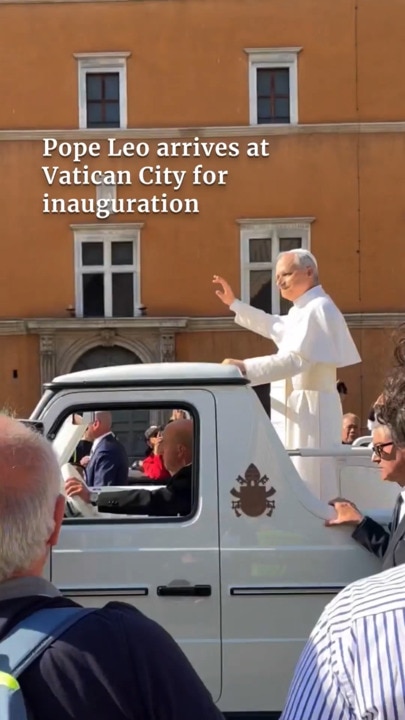Pope Leo arrives at Vatican City for inauguration