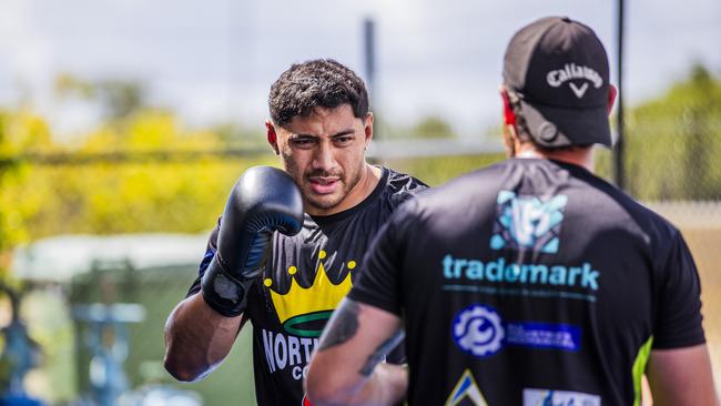 Jason Taumalolo gets ready for his boxing debut.