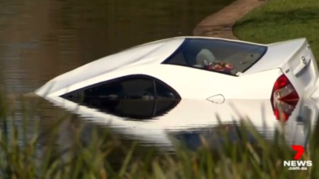 Witnesses could not rescue the two young women from their submerged car. Picture: 7 News