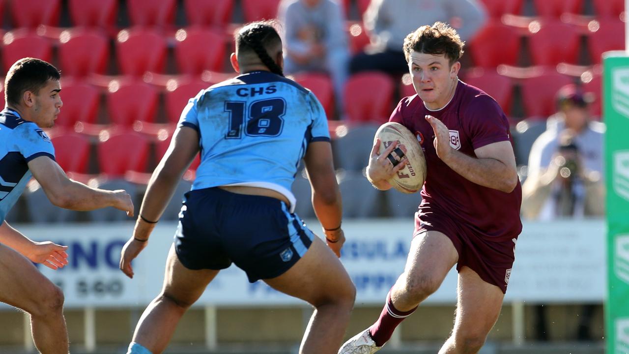 Nudgee’s Liam Le Blanc playing rugby league for Queensland. He later played his heart out in the GPS First XV for his school and mates. Picture: Zak Simmonds