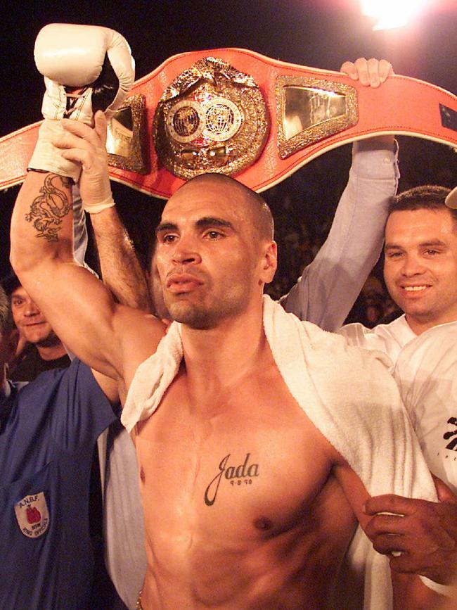 Anthony Mundine after winning a non-title heavyweight bout in Liverpool, NSW – October 20, 2001.