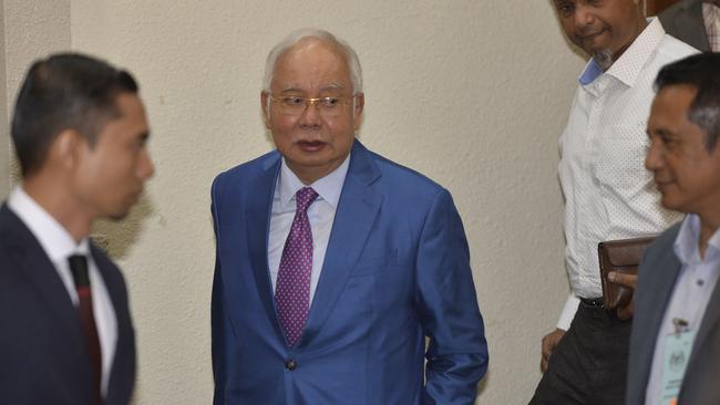 Former Malaysian prime minister Najib Razak at the court house in Kuala Lumpur. Picture: AP