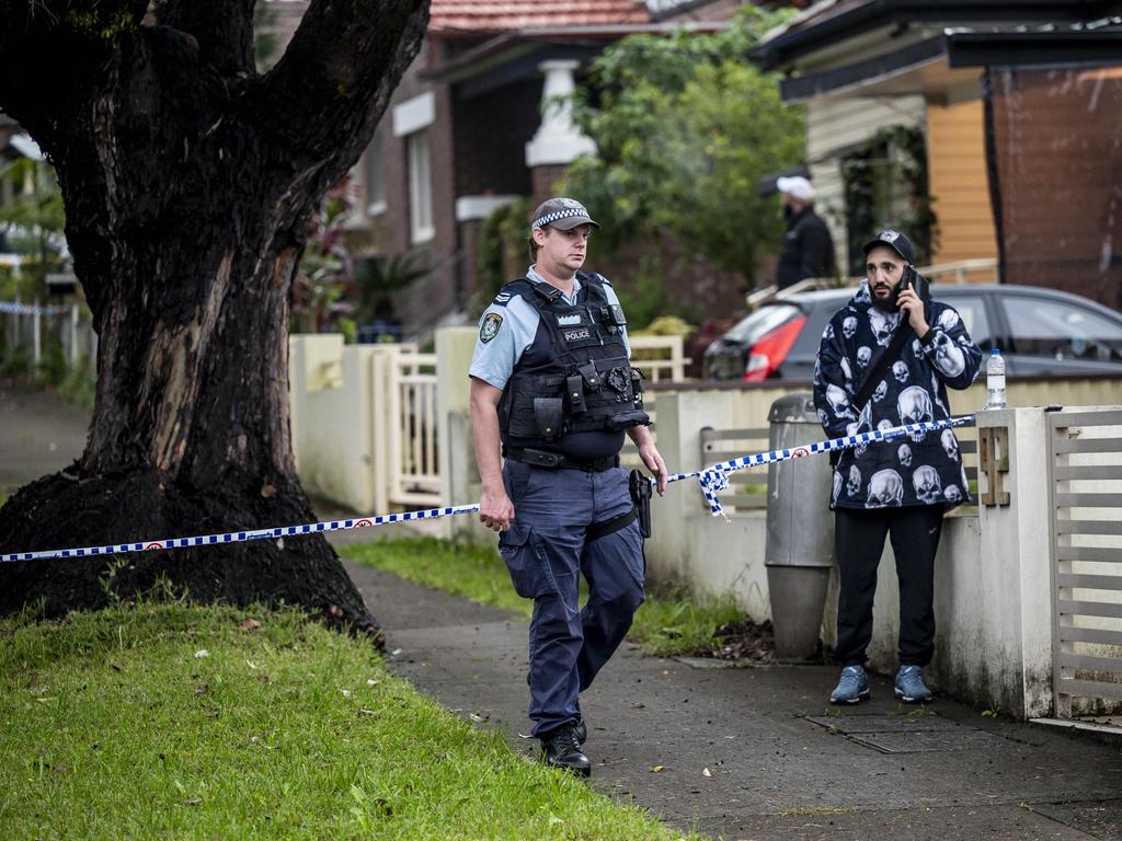 A crime scene was set up at Knox St in Belmore this morning. Picture: Darren Leigh Roberts