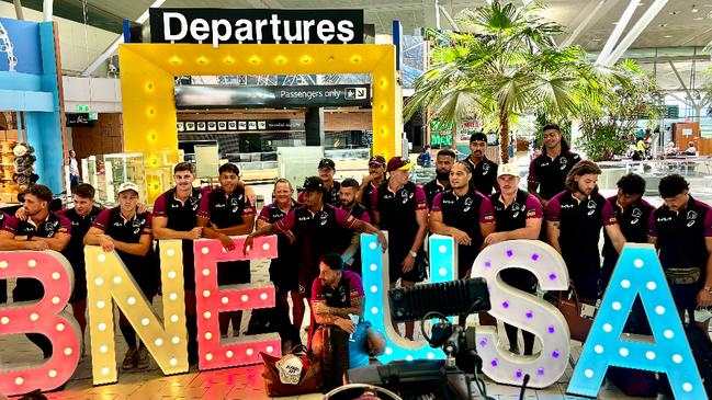 The Broncos before flying out for the season opener in Las Vegas.