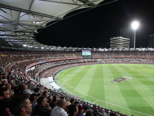 BRISBANE, AUSTRALIA - OCTOBER 17: A general view during the AFL 2nd Preliminary Final match between the Brisbane Lions and the Geelong Cats at The Gabba on October 17, 2020 in Brisbane, Australia. (Photo by Jono Searle/AFL Photos/via Getty Images)