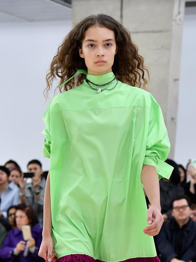 A model walks the runway during the Celine show as part of the Paris Fashion Week Womenswear Spring/Summer 2017. Picture: Getty Images