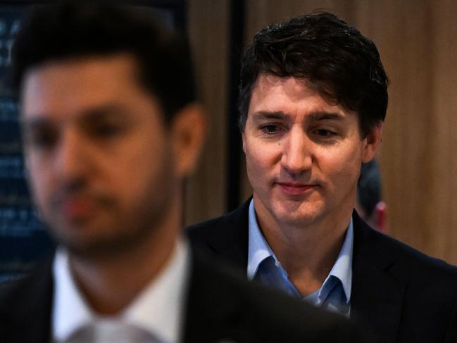 Canadian Prime Minister Justin Trudeau was quiet as he left the hotel for the airport. Picture: Getty Images