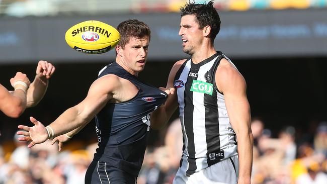 Scott Pendlebury has taken on a “shadow tagger” role for the Magpies. Picture: Getty Images