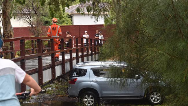 A car was washed away into the canal in Elwood. Picture: Nicki Connolly