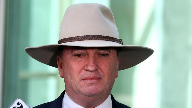 Deputy PM Barnaby Joyce at a press conference at Parliament House in Canberra. Picture Kym Smith