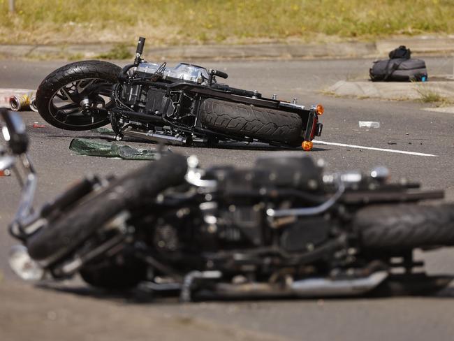 Two bikies collided with a car in Prospect, leaving one rider dead. Picture: Sam Ruttyn