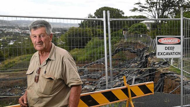 Ken Allport at the excavation of the landslip and reformation of the embankment along Beardow Street where historic industrial waste including coke and slag like materials, as well as bonded asbestos, was encountered. Picture: Marc Stapelberg