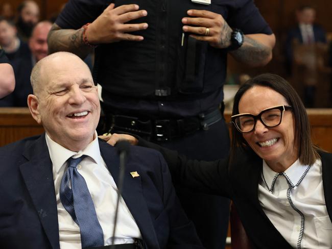 Former film producer Harvey Weinstein appears for a pre-trial hearing with his lawyer Jennifer Bonjean at Manhattan Criminal Court. Picture: Getty Images via AFP