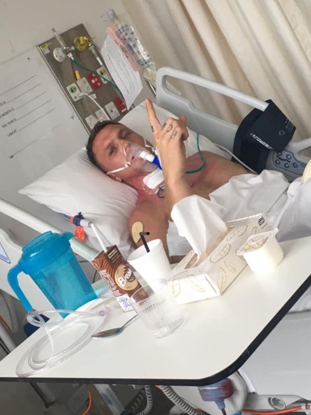 Souths player Lance Henderson in hospital after suffering a broken neck. Picture: Facebook