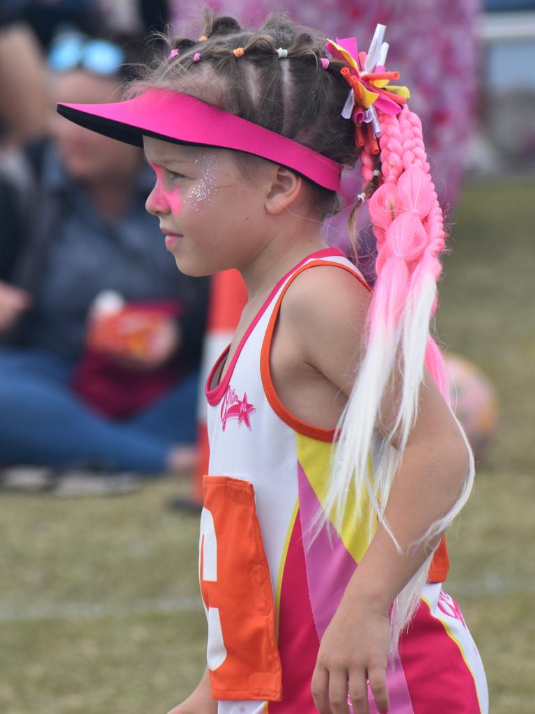 On court at the Cap Coast Junior Netball Carnival at the Barmaryee Multi Sports Precinct, Yeppoon, on August 11, 2024. Photo: Pam McKay