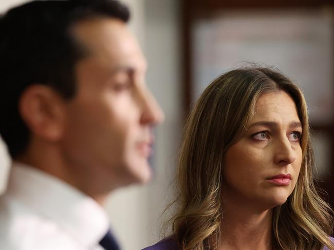 Leader of the Opposition David Crisafulli and Shadow Minister for Youth Justice and Victim Support Laura Gerber, Parliament House, Brisbane. Picture: Liam Kidston