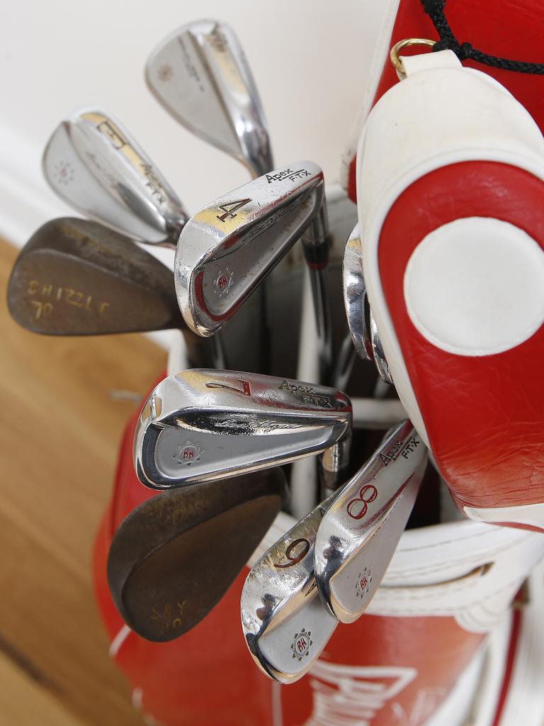 His golf clubs. Picture: John Appleyard