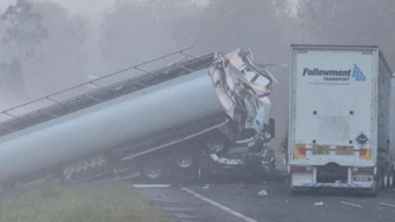 A serious truck crash on the Bruce Hwy. Picture: Seven News