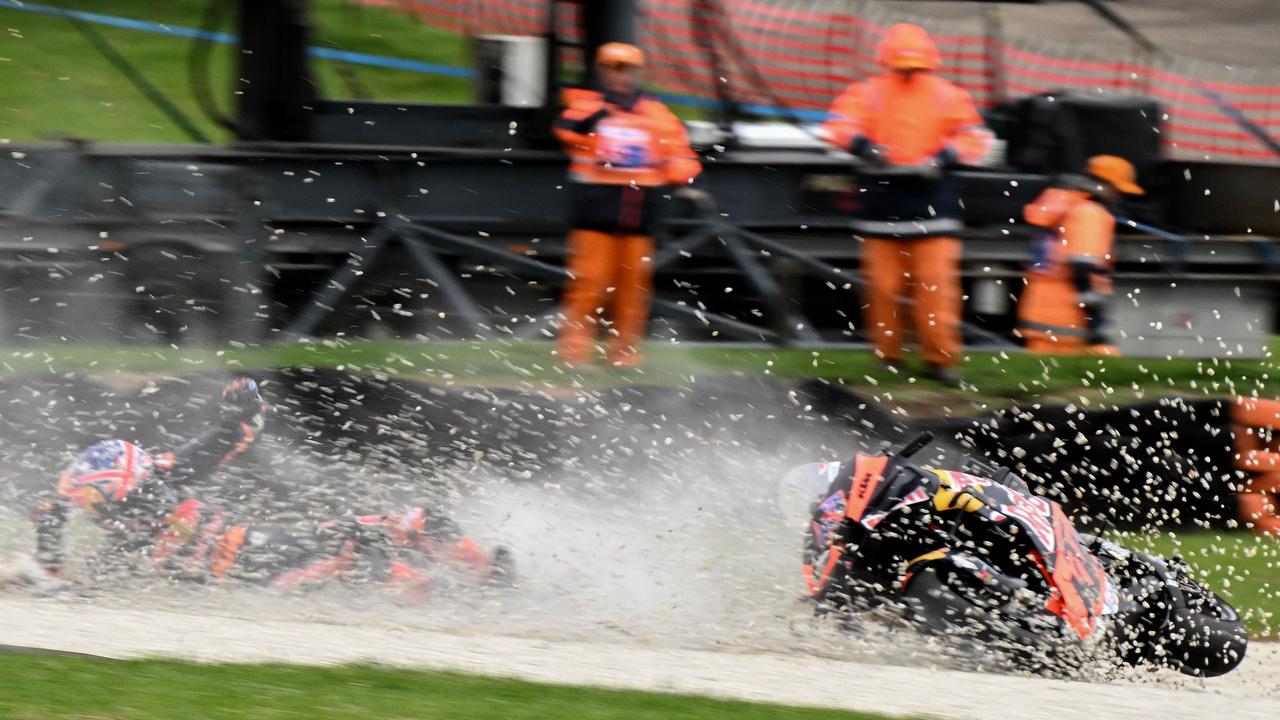 Red Bull KTM Factory's Australian rider Jack Miller crashed out of the sprint race, but the seagull was not to blame. Picture: AFP