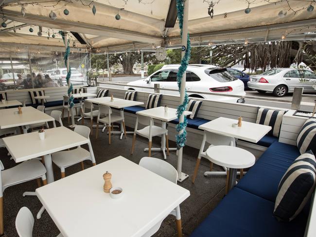 Kazzi Beach Greek’s outdoor dining area, across the road from Balmoral Beach. Picture: Julian Andrews