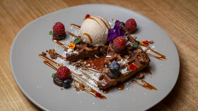 Ivy and Pearl sticky date waffles with dates, salted caramel and cinnamon ice cream. Picture: Nicole Cleary