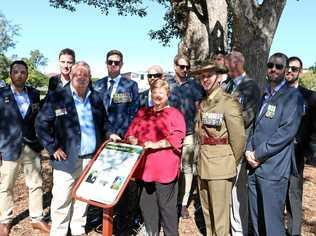 FITTING HONOUR: Crowd gathers around the new memorial in Murwillumbah honouring Nathan Bewes. Picture: Contributed